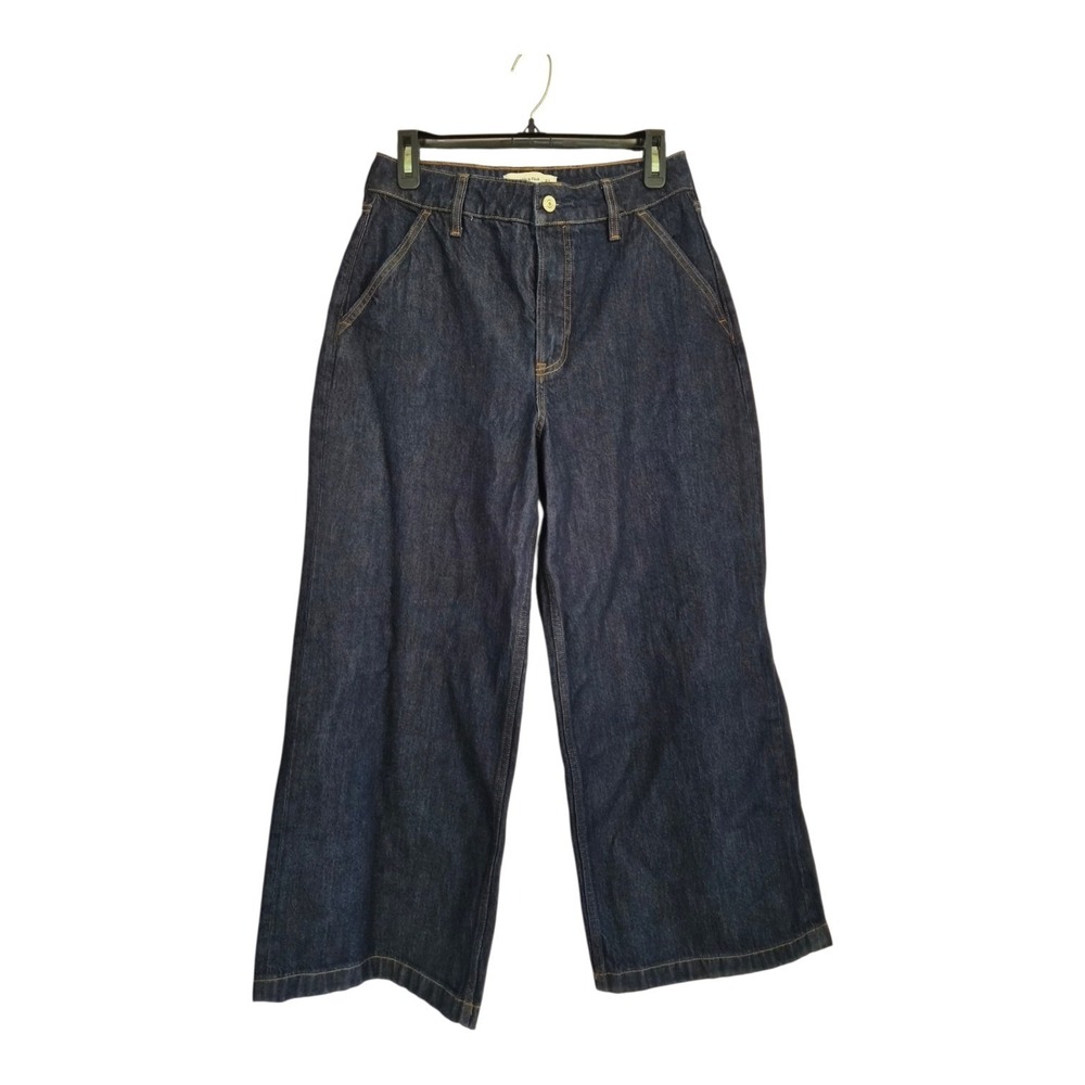 Abercrombie & Fitch Curve Love High Rise Wide Leg Jeans 27 Extra Short Dark Wash